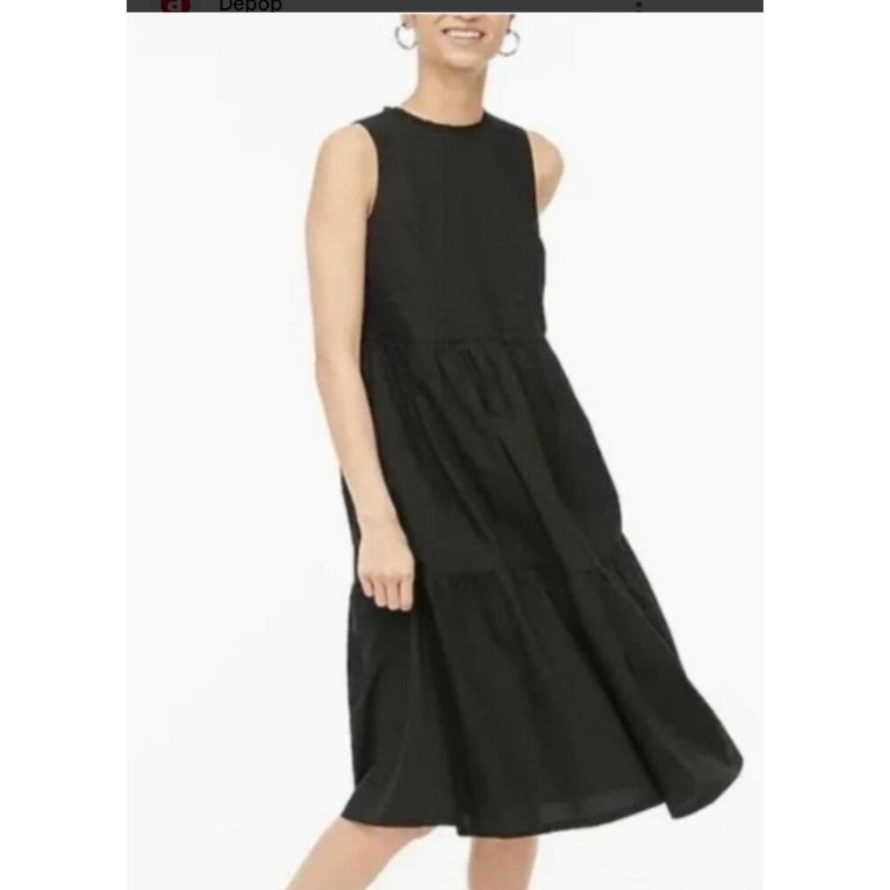 J.Crew Womens Sleeveless Black Tiered Dress knit cotton Size XXL